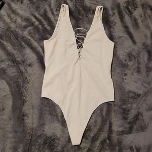 Aritzia Wilfred Free Grey Thong Bodysuit Size L